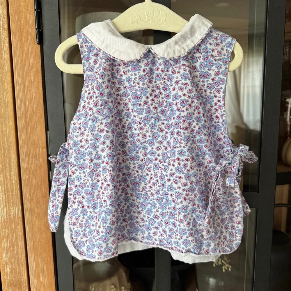 Smockingbird floral peter pan collar top dress tie bib bows toddler girl